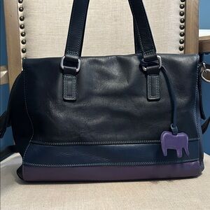 MyWalit Vintage Black and Purple Leather Bag